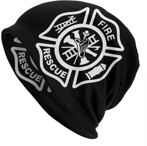 HEBUOUI Feuerwehr Feuerwehrmann Mützen Mützen Für Männer Frauen Unisex Streetwear Winter Warme Strickmütze Erwachsene Feuerwehrmann Logo Haube Hüte Personalisiertes Freund