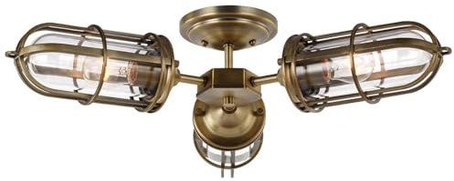 Licht-Erlebnisse Deckenleuchte Badezimmer IP44 65,4 cm breit in Messing Antik 3-flammig E27 Vintage Design Badlampe Decke Deckenlampe
