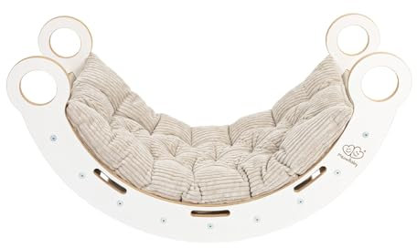 MEOWBABY Kletterbogen mit Beigem Kissen für Kinder - Balancewippe Klettergerüst Indoor, Weiß - M