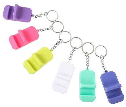 OSALADI Soporte para Teléfono Móvil Portátil Llavero, Soporte De Silicona Pequeño Multiángulo, Color Mezclado, 6 Piezas, Adecuado para Escritorio y Uso Diario