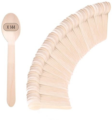 LifeGreen Cucchiai Legno Bambù Monouso Ecologici, Set da 144 Pezzi, Posate Biodegradabili e Riutilizzabili