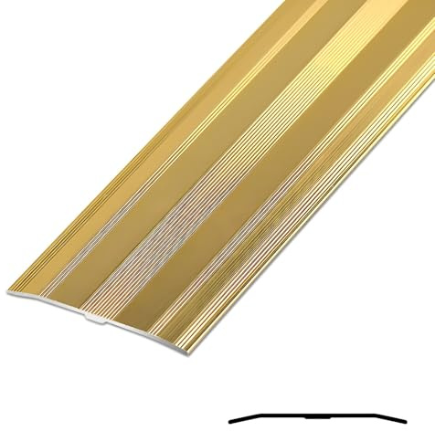 JXNVHJ Bodenübergangsstreifen, Aluminium Eloxiert - 6cm Breite Übergangsprofil Übergangsschiene, Übergangsleiste Für Türschwelle/Holzböden/Laminat/Fliesen(Gold,90cm)