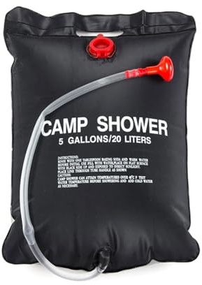 Campingdusche – Tasche für Solardusche für den Außenbereich | Campingduschen 5 Gallonen/ 20 Liter mit Tasche für die Dusche für Camping tragbar mit heißem Wasser mit Nylonseilen mit Doc