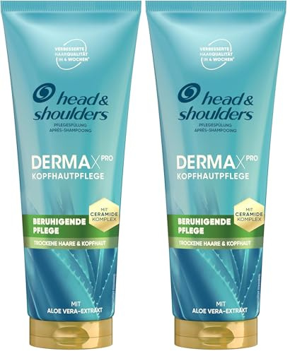 head & shoulders DermaXPro Beruhigende Pflege Leichte Spülung 220ml; Aloe Vera-Extrakt und Ceramide-Komplex; Spendet dem Haar Feuchtigkeit, Beruhigt Trockene, Juckende Kopfhaut, Schützt vor Schuppen