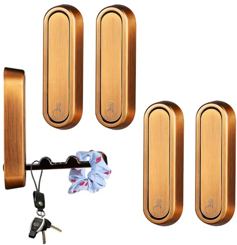 miyonsin Klappbare Wandhaken, Multifunktionale Garderobenhaken für Schlafzimmer, Badezimmer, Kleiderschrank, Wohnzimmere, Wandhaken Hohe Festigkeit Für Handtücher, Kleidung (Bronze, 4 Stück)