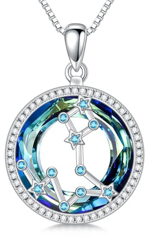 enjoylifecreative Damen Fische Sternzeichen Kristall Halskette 925er Sterling Silber Pisces Geburtsstein Horoskop Anhänger Kette Sternbild Astrologie Schmuck Geschenke für Frauen Mädchen