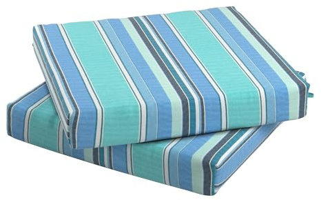 California Umbrella Outdoor Replacement Patio Chair Pad Set of 2, 18 x 18 Inch, Premium Outdoor Memory Foam, Fade Resistant, Sunbrella Fabric, Fabric Ties, Dolce Oasis