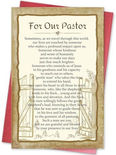 hvdler Poem Pastor Thank You Card, Ministry Appreciation Card for Priest Minister Church Staff, Religious Pastor Appreciation Gift for Baptism, First Communion, Confirmation