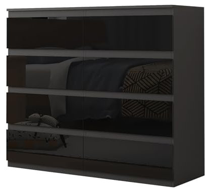 HTI living Kommode Kenji 8 Schubladen Hochglanz Schwarz Sideboard