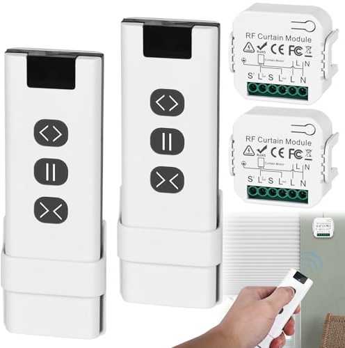 Set di 2 interruttori radio per tapparelle, interruttore per tapparelle, interruttore intelligente relè, interruttore per tapparelle con telecomando RF per tapparelle elettriche, timer per tende