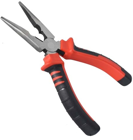 6 pouces 160 mm Pince À Bec Professionnelle, Pinces Industrielle, Pince à Bec Long avec Poignées Souples Rouge, Pince à Bec long Antidérapante Anti - rouille, Pince Multifonctionnel