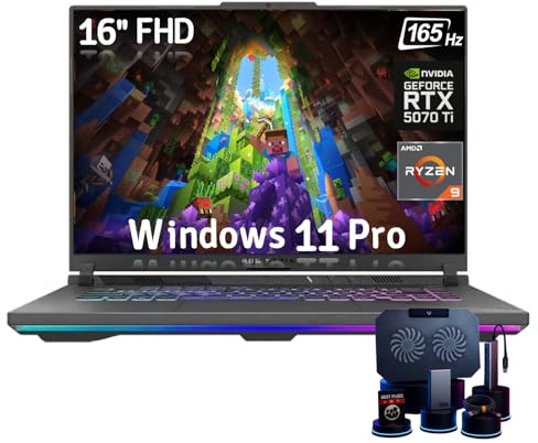 ASUS ROG Strix-G16 Gaming Laptop - AMD Ryzen 9 8940HX, pantalla WUXGA de 165 Hz de 16 pulgadas, NVIDIA GeForce RTX 5070 Ti 12GB GDDR7, 64GB DDR5, 1TB SSD, RGB retroiluminado KB, Windows 11 Pro, con