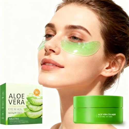 PFSLiang 60 Piezas Aloe Vera Mascara Para Los Ojos, Parches Antiarrugas Mejorar Las LíNeas Finas, Almohadillas para los Ojos Hidratante, Con Colágeno de Aloe Vera, PSFLiang face cream33