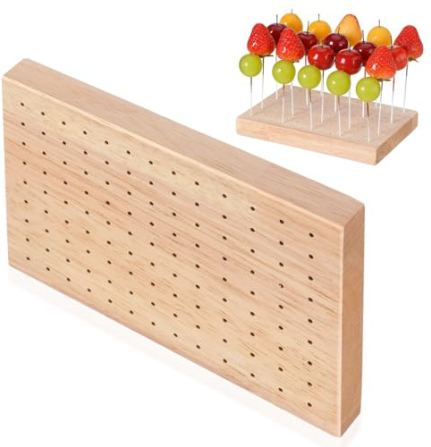 Toyvian Présentoir Sucette Et Support Brochette En Bois 30 Trous Pour Cake Pops Brochettes De Fruits Apéritifs Et Stands De Snacking Compact Pour Restauration Marché Et Buffet