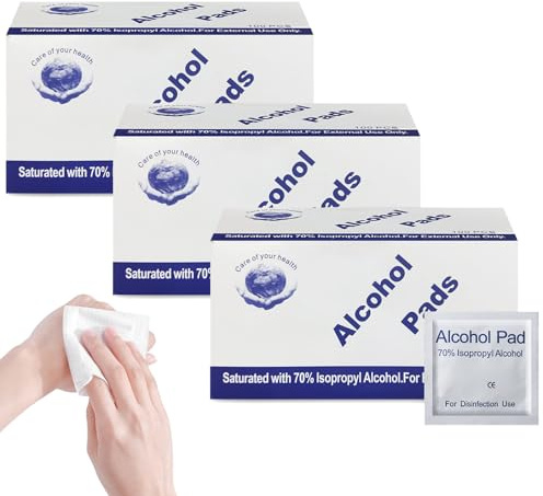 300 Stück Alkoholtupfer,Hygienische Einzelverpackung Alcohol Wipes,Kleine Größe 6 CmX6 Cm,Zur Reinigung Von Handys,Spielzeug,Tastaturen,Tischen Und Stühlen