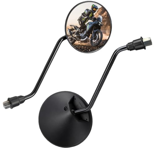 2PCs Motorcycle Mirrors Set,Mobility Scooter Mirrors,Motorbike Rear View Mirror,Universal Rounded Side Back Rearview Mirror,360° Swivelling Handlebar Side View 8mm Thread for ATV/Scooter/Cruiser/Bike