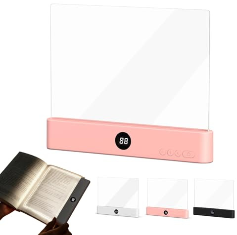 Leselampe Buch, Smart LED Panel Booklight mit 3 Farben und Timer, Multifunktionale Buchlampe auch als Nachttischlampe & Nachtlicht, USB Wiederaufladbare Buchlicht für Nachtlesen ins Bett (Rosa)