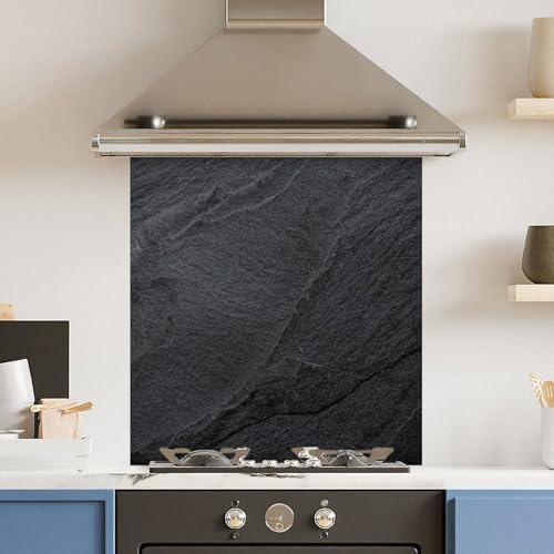 Premium 75 x 90cm Black Concrete 6mm Glass Toughened Kitchen Splashback