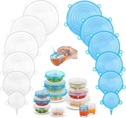 Silicone Stretch Lids, 12PCS Zero Waste Reusable Container Covers