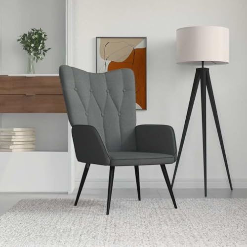LoogCape Relaxsessel Dunkelgrau Stoff mit Stahlgestell, gepolstert, 61 x 70 x 96,5 cm, Sitzbreite 47,5 cm, für Wohnzimmer, Büro, Leseecke und Gästeecke, Komfort und Stabiler Halt
