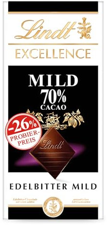 Lindt Schokolade EXCELLENCE Mild 70 % Kakao, Promotion | 5 x 100 g Tafel | Edelbitter-Schokolade mit extra milden aromatischen Edelkakaosorten | Schokoladentafel | Schokoladengeschenk