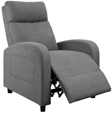 JUMMICO Recliner Chair Adjustable Home Theater Single Recliner Sofa Furniture with Thick Seat Cushion and Backrest Modern Living Room Recliners (Fabric, Aurora Grey)