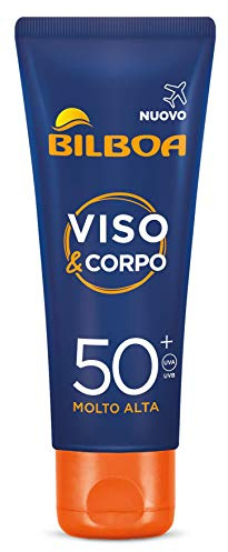 Bilboa Ansikts- och kroppskräm ansikte och kropp med skydd SPF 50+, resestorlek för avancerat solskydd, motverkar tecken på åldrande, resestorlek 75 ml