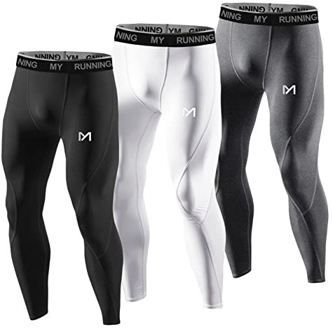 MEETYOO kompressionsbyxor män, sport leggings andningsfunktion fitness strumpbyxor baslager byxor lång, för löpning cykling