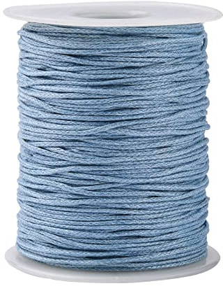 UR URLIFEHALL Ca. 90 m x 1 mm hochwertige hellstahlblaue gewachste Baumwollschnur, Makramee-Handwerksschnur Bänder für Schmuckherstellung