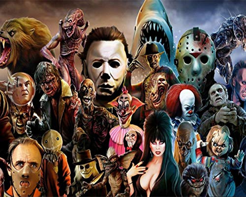 Pintar por Numeros para Adultos Niños Pintura por Números con Pinceles y Pinturas -16 * 20 Pulgadas, Sin Marco - Regalo de decoración de navidad - Personajes de películas de terror