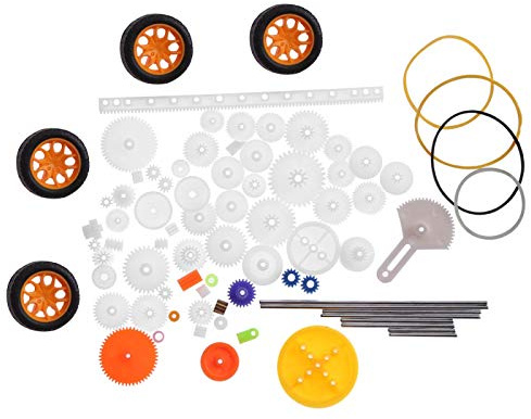 Oumefar 78 Stück Kunststoffzahnräder Reichhaltiges DIY Set Zubehör mit Riemenscheibe Mini Reifen Schneckengetriebe Kits für Heimwerker Roboter