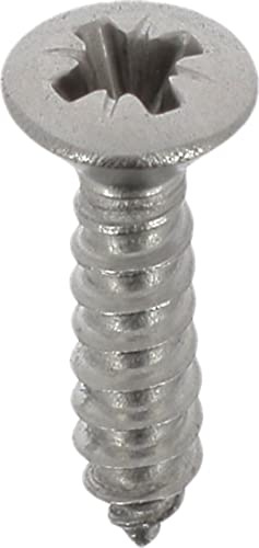 Vis à Tôle Tête Inox A4 Fraisée Bombée Pozidrive, 3mm x 13mm, DIN 7983, Lot de 30, Zinc Blanc