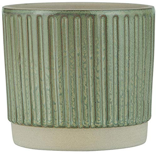 IB Laursen Blumentopf Grün Rillen 11 cm Keramik Übertopf Pflanztopf H 10,5