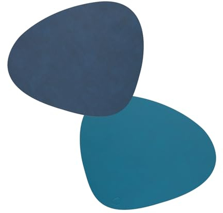 Lind DNA Tischset Curve Double Leder Dunkelblau-Petrol, Maße: 44cm x 37cm x 0,2cm, 991122