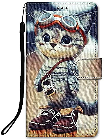 DiaryTown Hülle für iPhone 13 / iPhone 14 Leder Handyhülle mit Muster Kartenfach Magnet Klappbar Stoßfest Silikon Case Schutzhülle Ledertasche Flip Brieftasche Handytasche - Kamera Katze