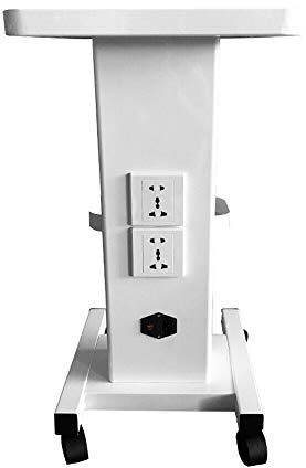 kangten Carrello a rotelle multifunzione per cosmetici e strumenti di bellezza, portatile con ruote e presa di corrente, per saloni di bellezza e uso domestico, bianco, ABS