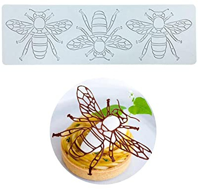 Estera de encaje de silicona, impresión de azúcar molde de impresión decoración de pastel comestible, 3 agujeros Abejas
