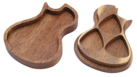 Agatige Gitarren Pick Etui, Hölzerne Gitarre Plektrumkoffer Box Gitarrenplektrum Aufbewahrung Plektrum Behälter, Gitarre Standard Plektrum Koffer Organizer Geschenk für Gitarristen Gitarre Bass