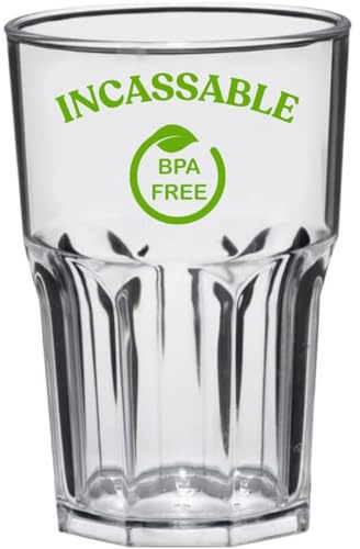 Verre Incassable Transparent Réutilisable | 43 cl | Adultes et Enfants | Gobelet Eau - Jus de Fruits - Cocktail | Piscine Bateau Camping | 6 Verres en Tritan sans BPA | Solidité - Sécurité |