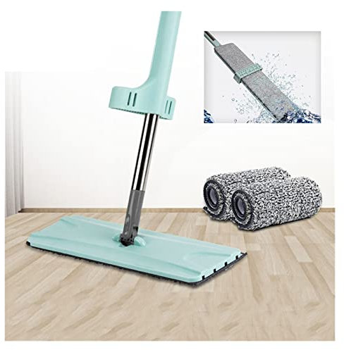 TOMYEUS Microfibra Piso Limpieza MOP Mágica Mop Free Mano Lavado Autoprando Squereez Cleaning System Herramientas de Limpieza for el hogar con 2 Almohadillas de Microfibra