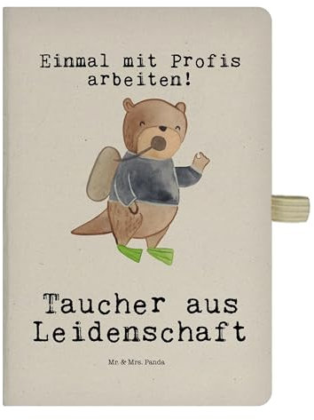 Mr. & Mrs. Panda DIN A4 Baumwoll Notizbuch Taucher Leidenschaft - Geschenk, Eintragebuch, Jubiläum, Journal, Schreibheft, Kladde, Schreibbuch,