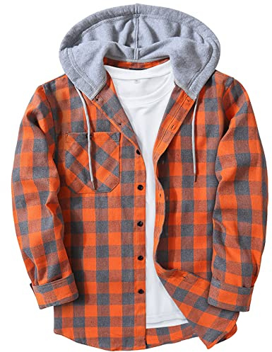 SwissWell Chemise en Flanelle Homme Chemise à Carreaux Manches Longues Chemise de Bûcheron Casual Button Down Chemise Regular Fit (1478-Orange XL)