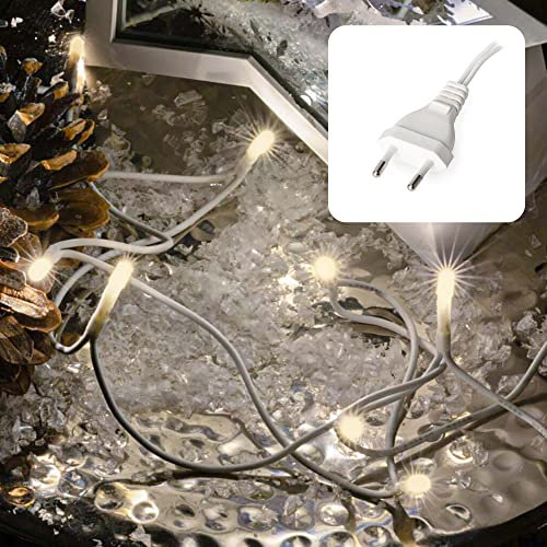 hellum Lichterkette 10 LED, 1,35m Länge, Lichterkette innen, klassisch warmweiß, 59lm, weiß mit Stecker, für Weihnachtsbaum 579109