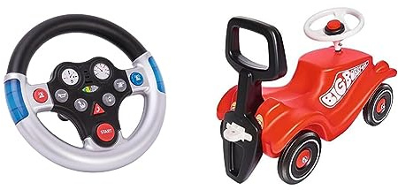 Big - Rescue-Sound-Wheel - Lenkrad mit verschiedenen Rettungs-Sounds, ab 1 Jahr & Big - Bobby Car Walker - 2-in-1 Lauflernhilfe und Rückenlehne in Einem, mit integriertem Kippschutz, ab 1 Jahr