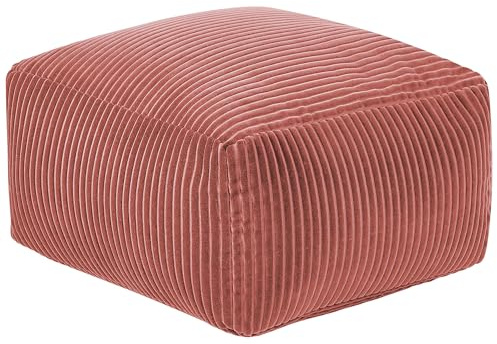 Pouf Sitzpouf Sitzhocker Cord rot 50 x 50 cm Quadrat Modern Skandi Mukki