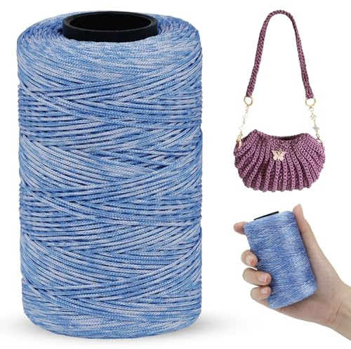 LEREATI Hilo Macrame 1mm x 230m Poliéster Cuerda Macrame 1mm Cuerda Manualidades, Hilos Macrame para Hacer Pulseras Ganchillo Bolsa Sombrero Abalorios Bisuteria Regalo para Tejedor (Azul-Blanco)