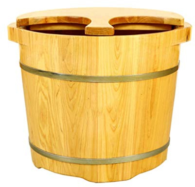 PACUM Holzfass-Fußbad, große Fußbadewanne, Fußbadeeimer aus Massivholz, Fußbad für Erwachsene, Fußbecken zum Fußbad, Einweichen oder Entgiften (Größe: A) vorhanden Vision