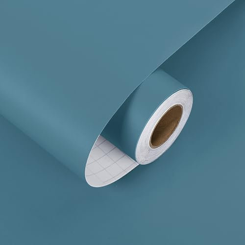 HotDecor Carta Da Parati Blu Per Camera Da Letto Bambini 60 x 300cm Rivestimento Adesivo Per Mobili Carta Parati Adesiva Muro Soggiorno Pellicola Blu Per Mobili Tavolo Armadio Decorazione Da Parete