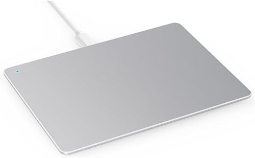 Paekear Touchpad Mouse para Windows 10/11, trackpad externo base de aluminio, navegación multitáctil con alta precisión, ratón con cable Touchpad para PC, portátil, plateado