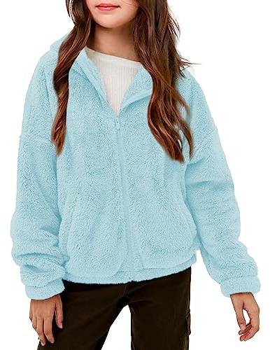 Haloumoning Veste polaire douce pour fille - Sweat à capuche - Manteau d'hiver